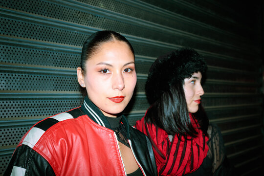 Latina friends night portrait