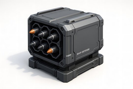 Modern Vertical Launch System (VLS) Missile Canister Module &ndash; Industrial Defense Engineering on White Background