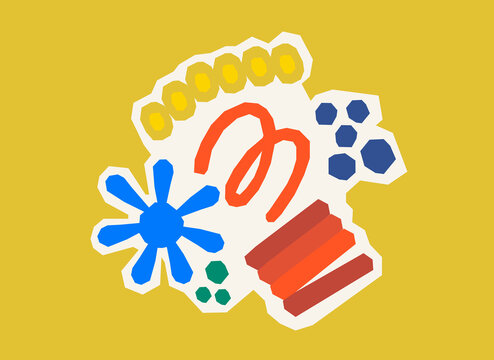 Abstract organic shapes illustration in bold colorful flat style