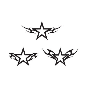 tribal stars vector illustration black white background