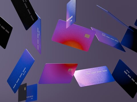 Credit Cards Floating in Air During Creative Design Session