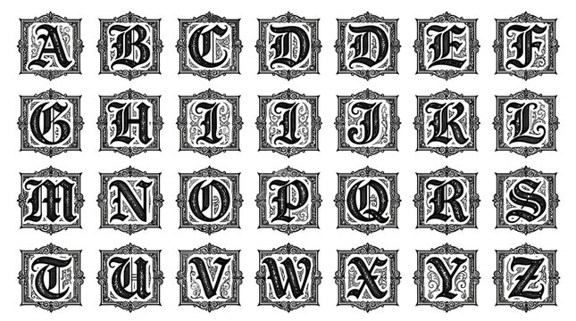 Black and white alphabet letters.