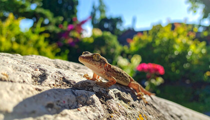Fototapeta premium Close Up of a Colorful Frog on a Rock.