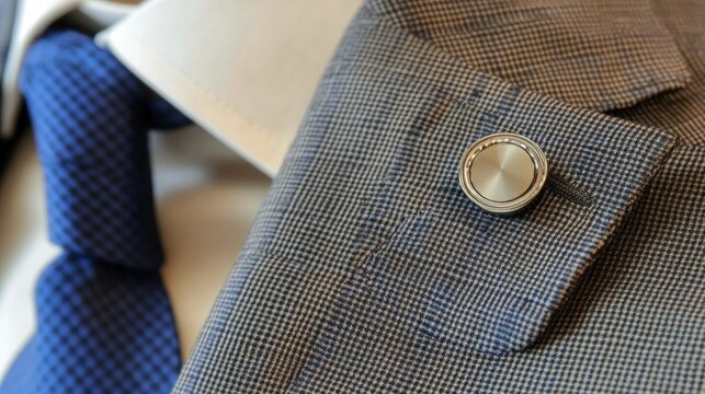 Close up of a business suit jacket with cufflink detail