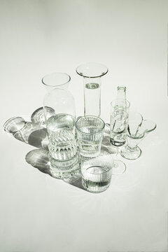 Glassware Still Life On White