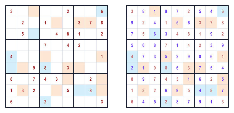 Sudoku puzzle grids with even and odd patterns illustrated  