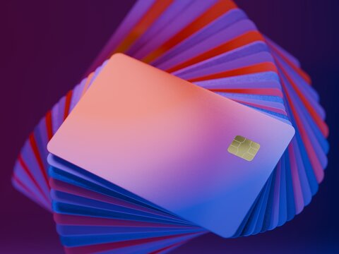 Colorful Credit Card on Display With Layered Background Design