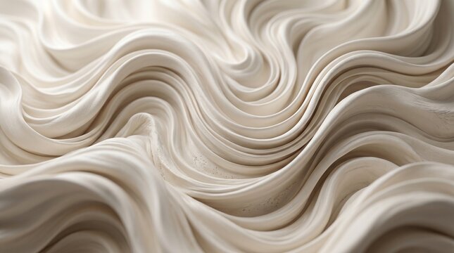 Luxury abstract fabric waves with flowing cream folds and smooth organic motion