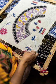 Traditional lace textile detail handcrafted