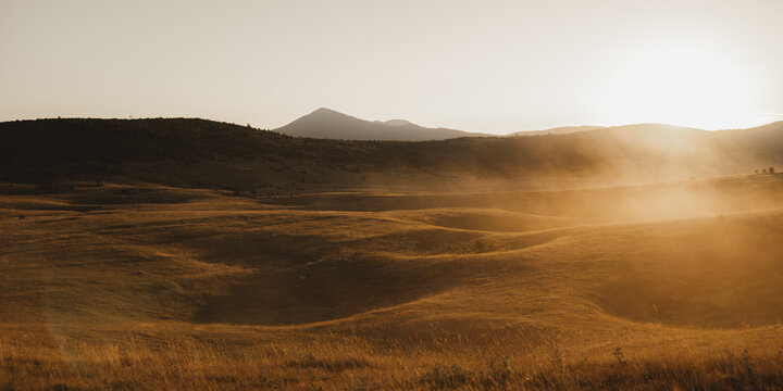 Golden Hour Over the Rolling Hills