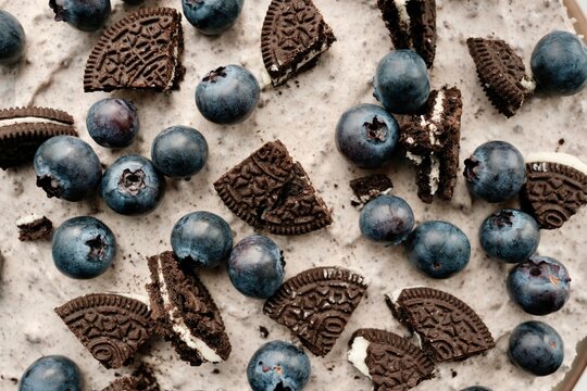 Blueberry Cookie Cheesecake &ndash; Top View
