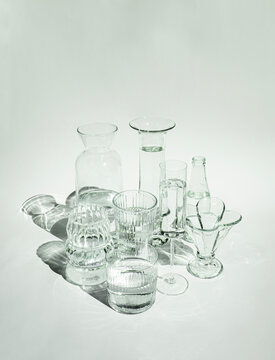 Glassware Still Life On White