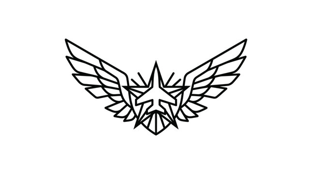 Jet fighter plane with wings and star emblem.