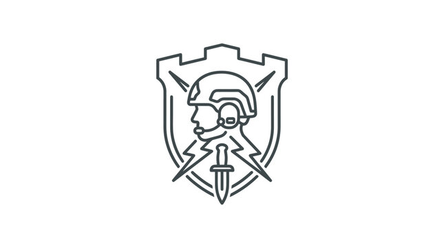 Special forces shield emblem with soldier and lightning bolt.