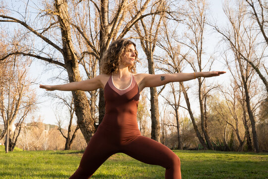 Yoga practice in a vibrant outdoor space during spring