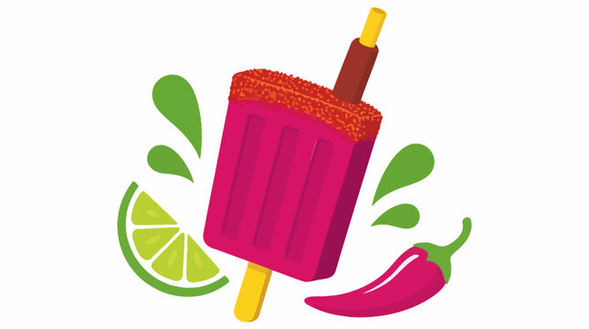Mexican paleta with chili and lime, vibrant vector illustration
