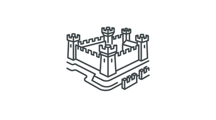 Isometric medieval castle with fortified walls and towers. © ayuk dina