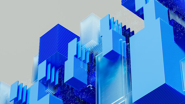 Cubes and blocks create a visual representation of modern technology