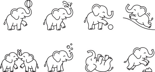 Obraz premium Elephant playing and baby elephant set