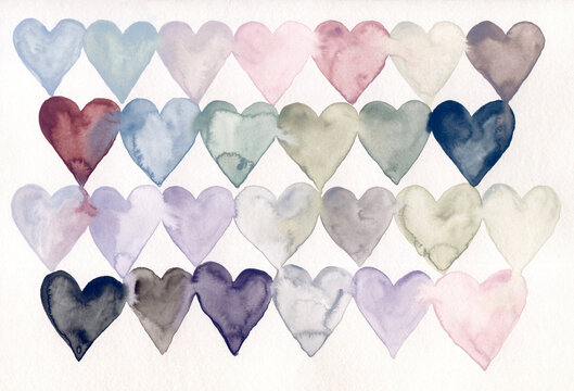 pastel colors hearts illustration