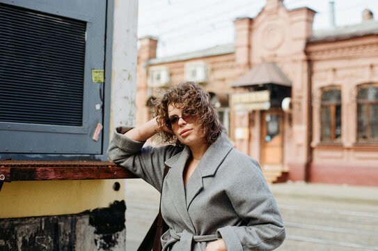 Young plus-size woman on the city streets