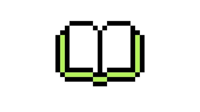 8-bit pixel art opened book. looped animation 4k 30fps