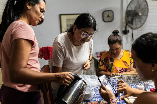 Community artisans preparing starch