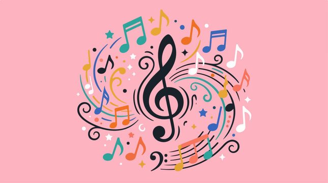 Music Notes Treble Clef Symbol.