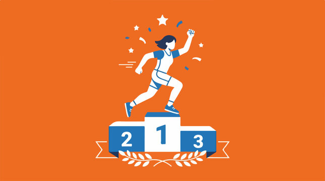 Runner on Winner Podium Step.
