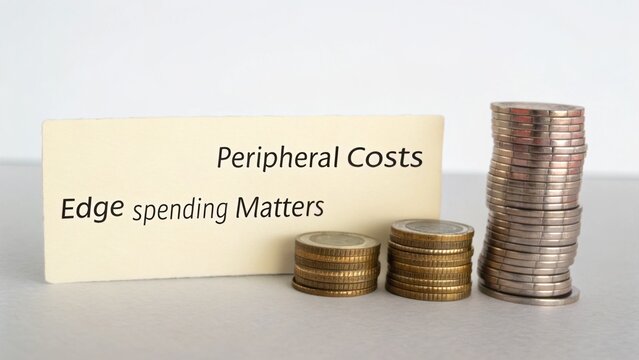 Stacked Coins Next to Card Highlighting Peripheral Costs and Edge Spending Importance in Financial Management and Budgeting Strategies for Businesses