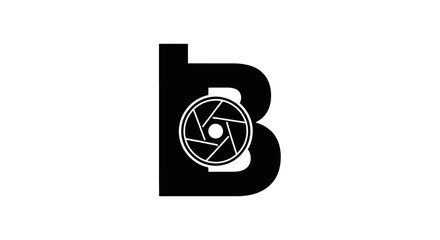 Black lowercase letter b camera shutter photography logo. © ikk