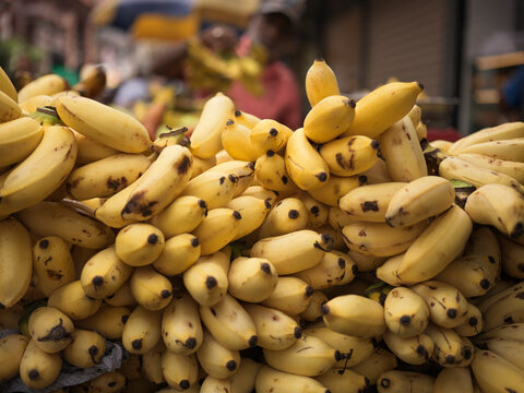 Bananas Stacked for Sale at a Market in Colombo