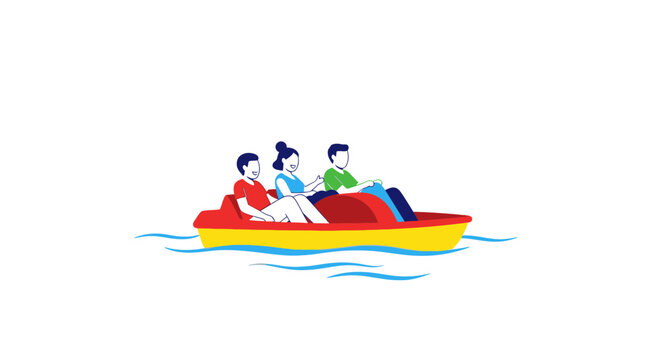 Family enjoying a fun pedal boat ride on a sunny day, leisure activity