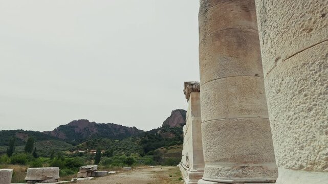 Ancient Ionic Columns Of The Temple Of Artemis In Sardis Salihli