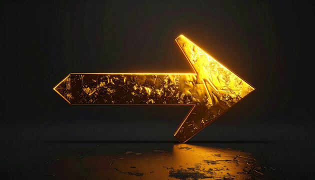 Golden Arrow Pointer with Glowing Light Effect