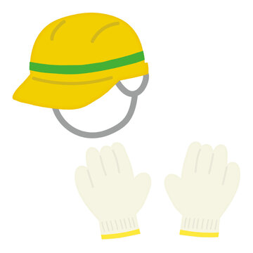 ヘルメットと軍手のイラスト/Illustration of a helmet and work gloves