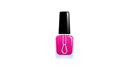 Obraz premium Glossy pink nail polish bottle with visible applicator brush