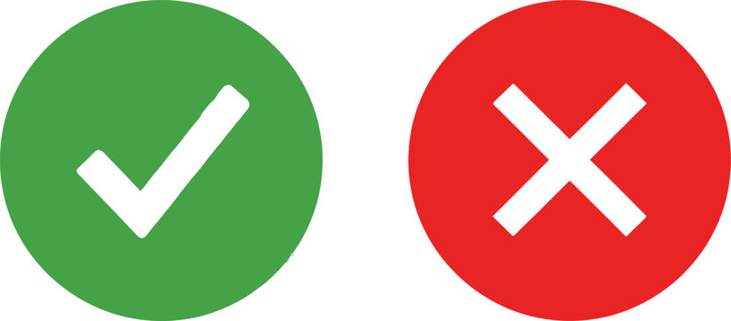 Green check mark and red cross mark icons for correct and incorrect choice symbols