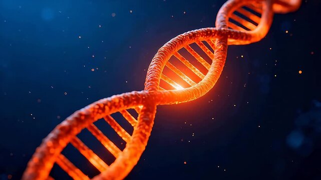 Double helix DNA strand glowing