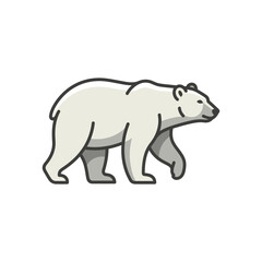 Fototapeta premium Stylized polar bear walking illustration with soft gray shading.