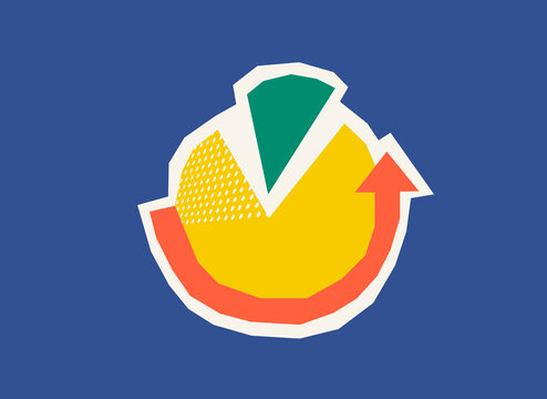 Pie chart growth arrow business analytics concept illustration