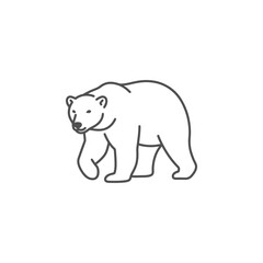 Fototapeta premium Minimalist outline illustration of a walking polar bear animal.