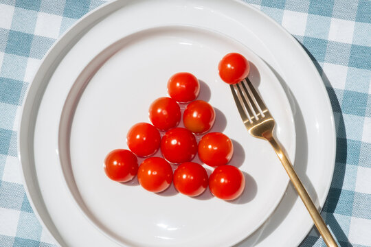 Cherry Tomatoes on Plate with Fork