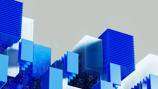 Cubes and blocks create a visual representation of modern technology