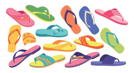 Colorful flip flops collection, various styles and colors sandals multicolored shoes © My creativity