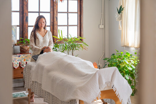 Relaxation Session in a Wellness Studio in Daylight