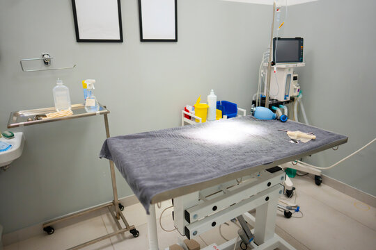 Examination room set up for a medical procedure
