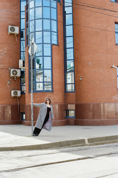 Young plus-size woman on the city streets