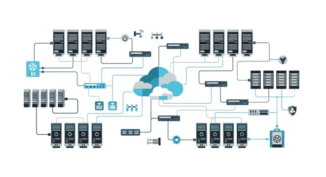 Cloud Computing Network Servers Data Center Technology Diagram