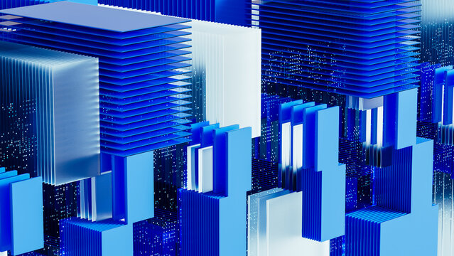 Cubes and blocks create a visual representation of modern technology